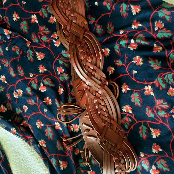 NWOT Boho braided leather tie belt - Picture 2 of 4